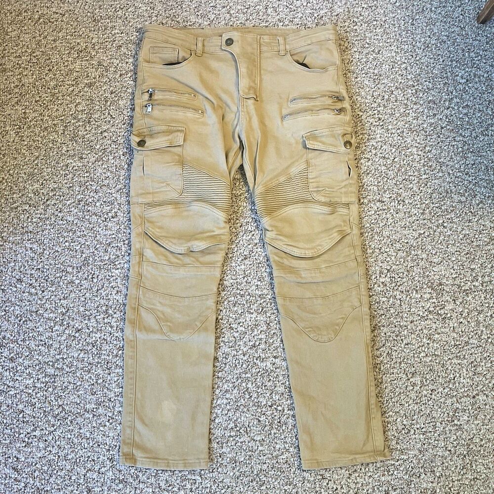 Volero Mens Tan Pants Size XL (EU) Biker Pockets Motorcycle Knee Armor Tactical